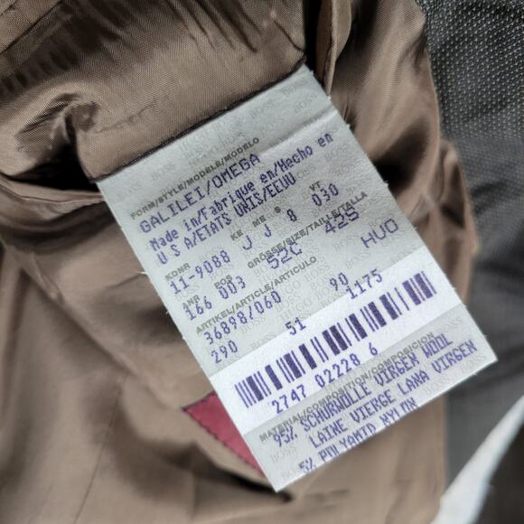 Hugo Boss Galilei Omega Suit Mens 42S Tan Brown Flat Knit Wool Blend Two Button - Picture 4 of 16